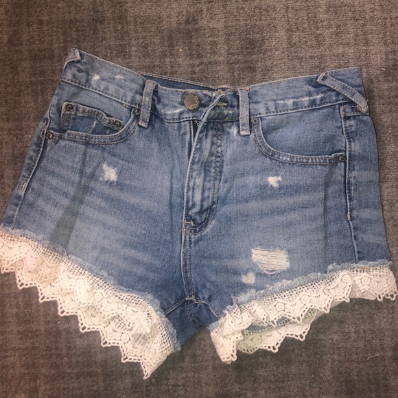 Free People Pants - Free People Denim Shorts with Lace